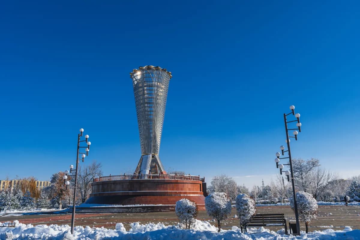Altyn Shanyrak Monument cultural landmark in Shymkent symbolizing Kazakh heritage, unity, and traditional nomadic architecture.