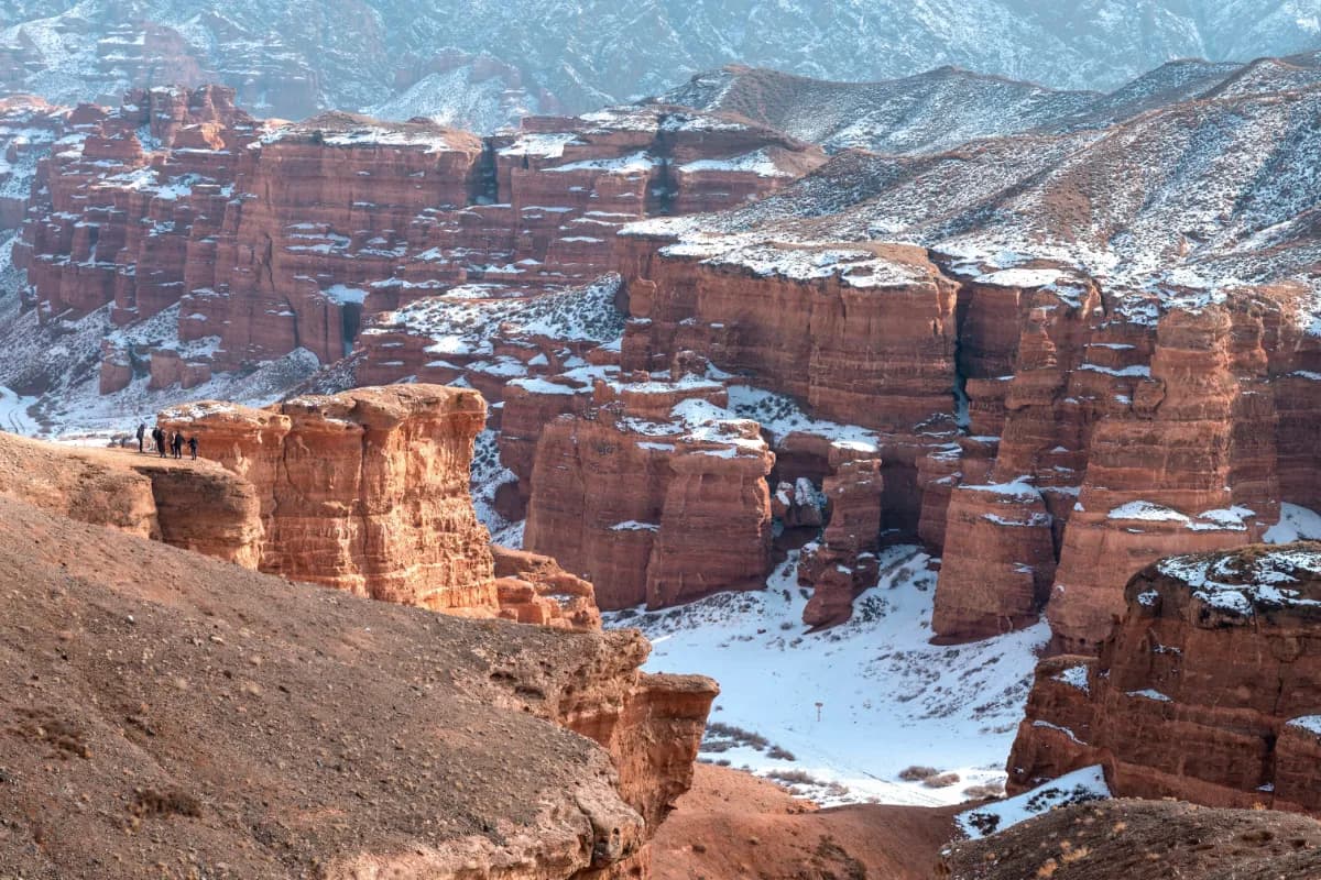 Panoramic view of winter Charyn Canyon