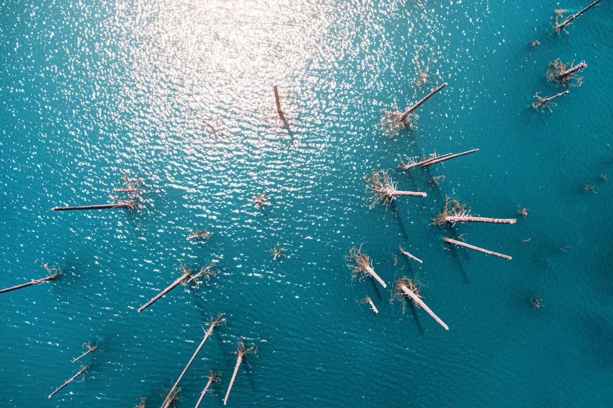 Aerial view of Lake Kaindy