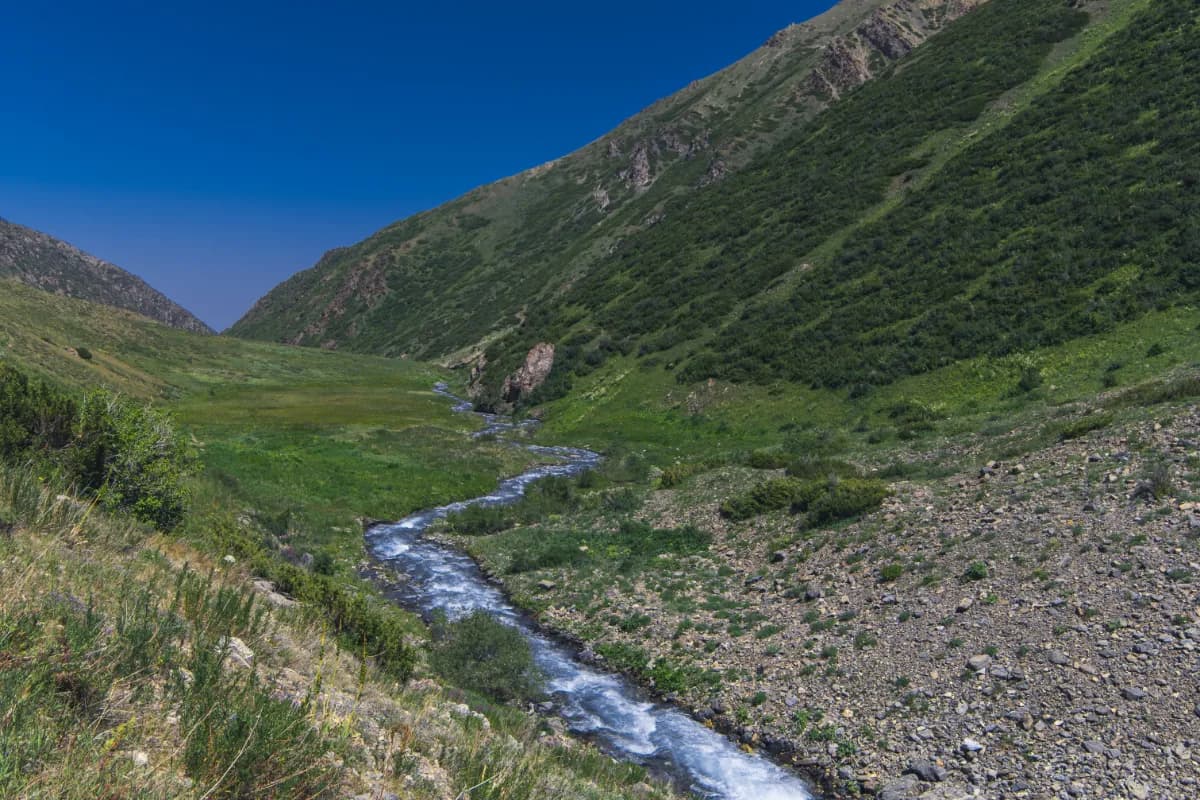 Koksai gorge in the Aksu-Zhabagly Nature Reserve in Kazakhstan
