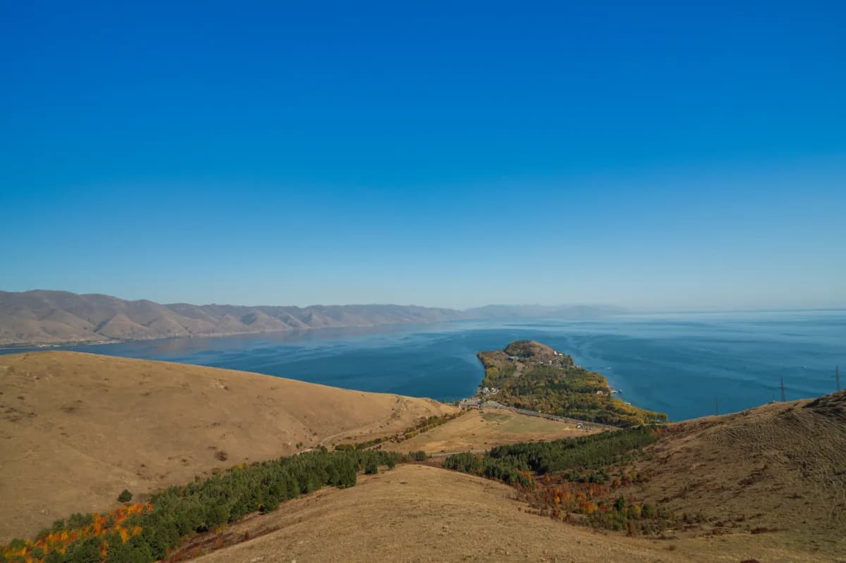 Wide landscape of Lake Sevan