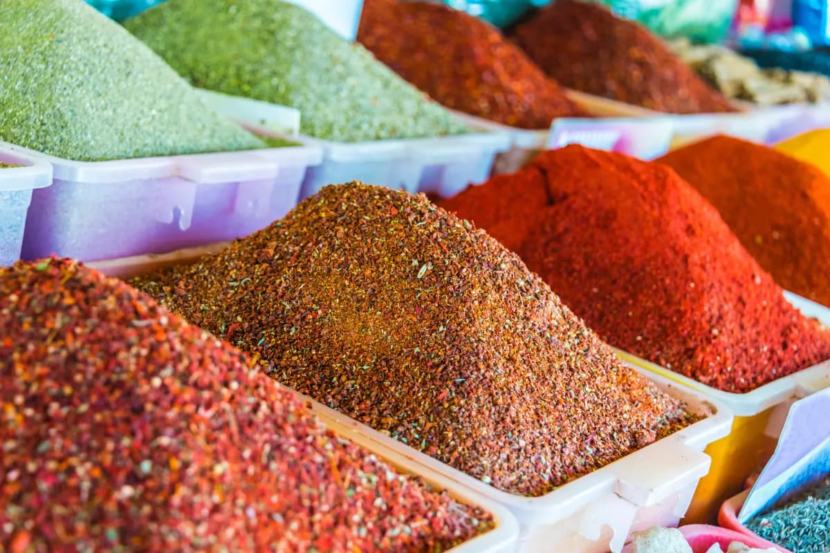 Spices sold at the Chorsu Bazaar