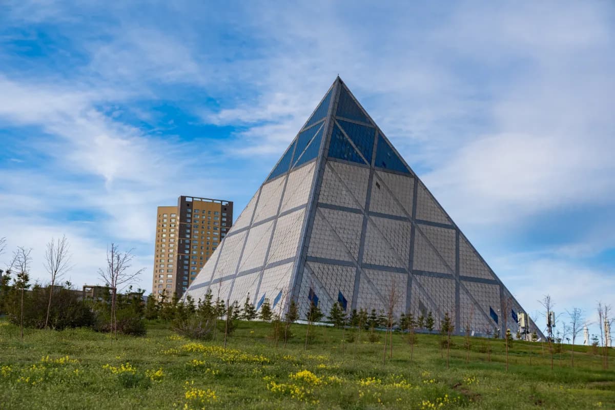 Palace of Peace and Reconciliation iconic pyramid-shaped landmark in Astana known for modern architecture, cultural events, and promoting global harmony and dialogue.