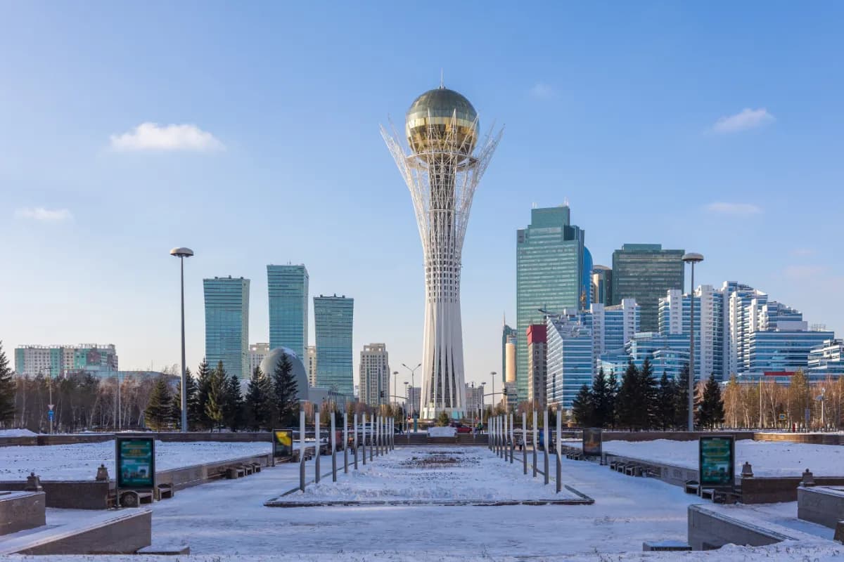 Astana capital city of Kazakhstan known for futuristic architecture, modern skyline, government buildings, and rapid urban development along the Ishim River.