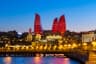 Night view of the Flame Towers , baku