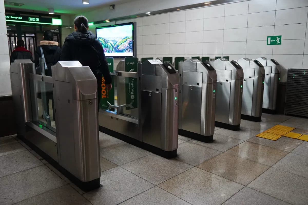 Metal fence in the subway, Almaty Metro