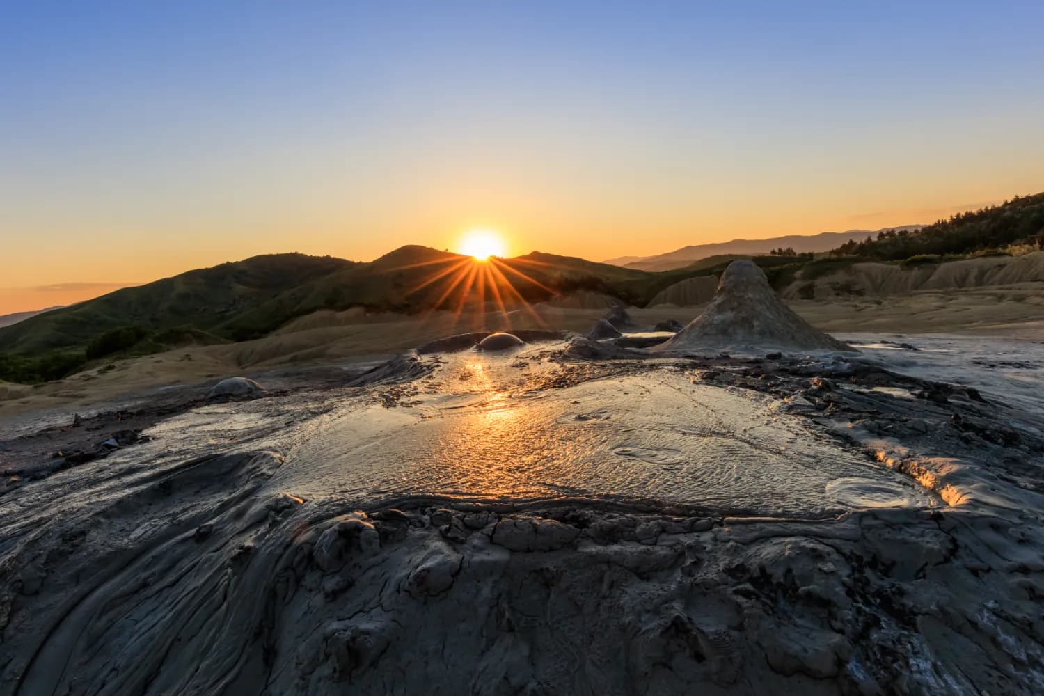 Mud volcanoes.