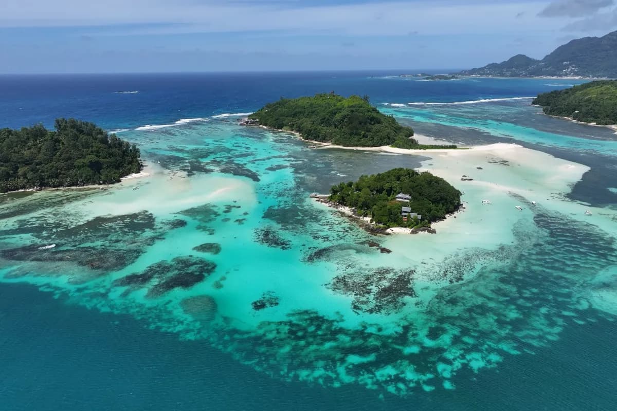 Saint Anne Island At Mahe Island In Victoria Seychelles. Indian Ocean Landscape. Beach Paradise. Mahe Island At Victoria.