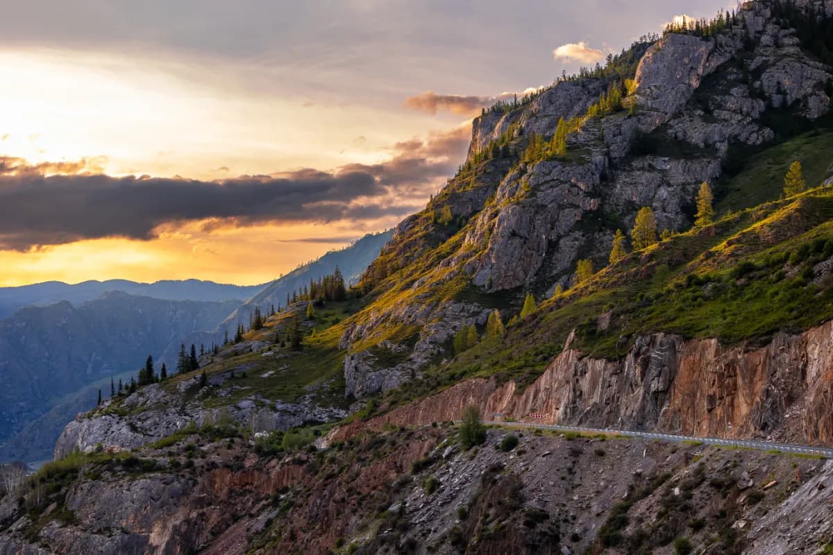 Sunset Over Altai mountains