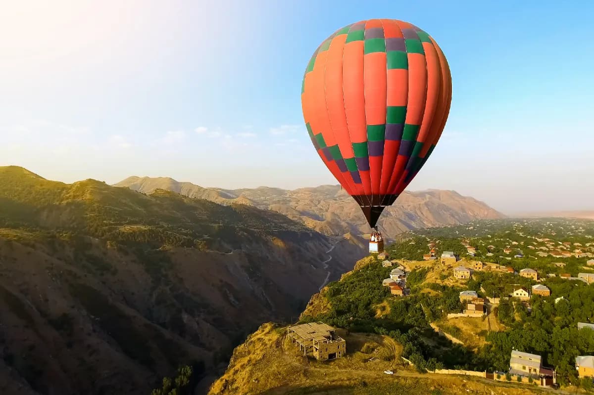 Aeral view of Beautiful hot air balloon