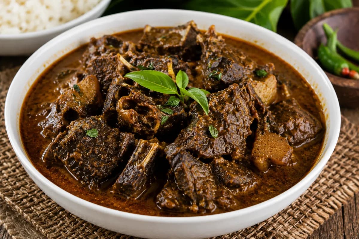 Bat curry is a traditional and widely discussed dish in Seychelles cuisine, prepared using fruit bat cooked in a rich coconut-based curry.