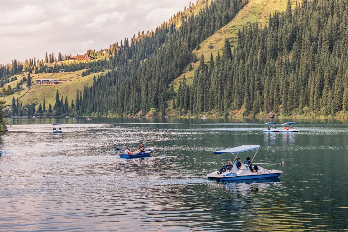 Boating in Kolsai Lakes
