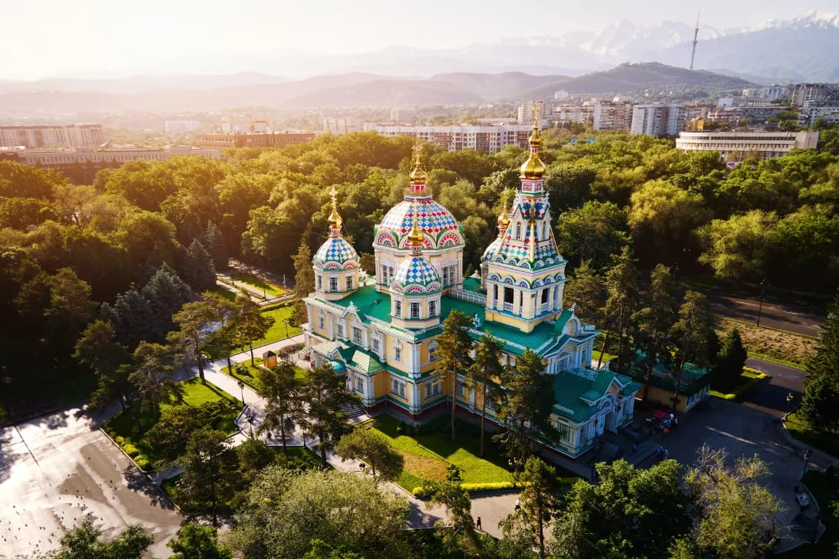 Aerial drone panorama of the Ascension Cathedral