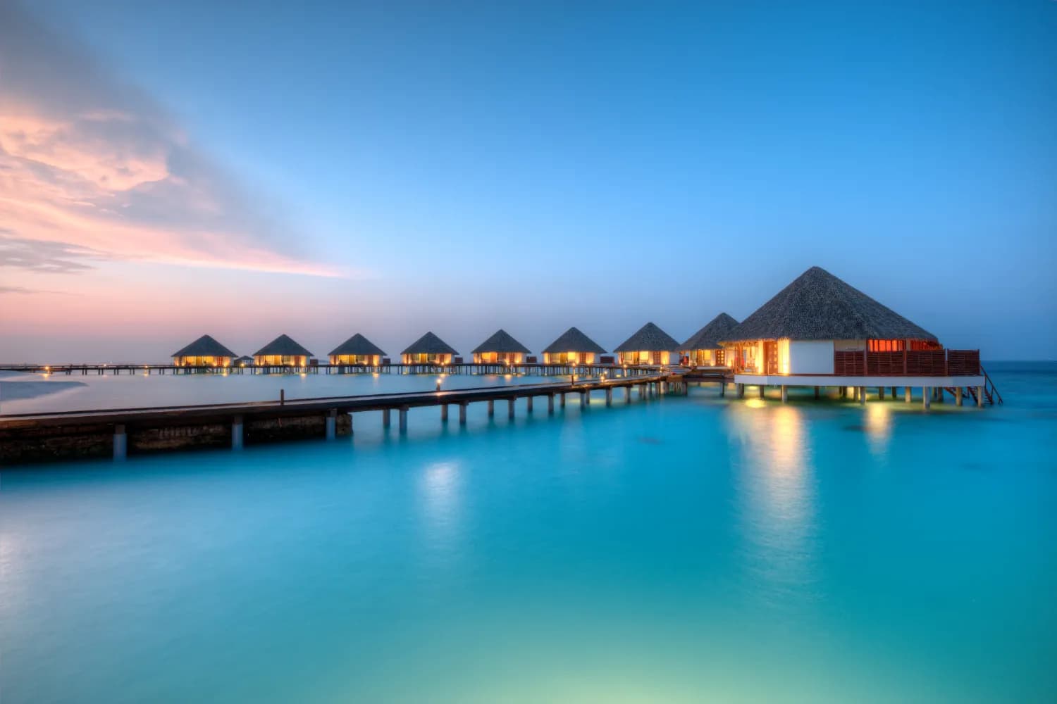Water villas on Maldives